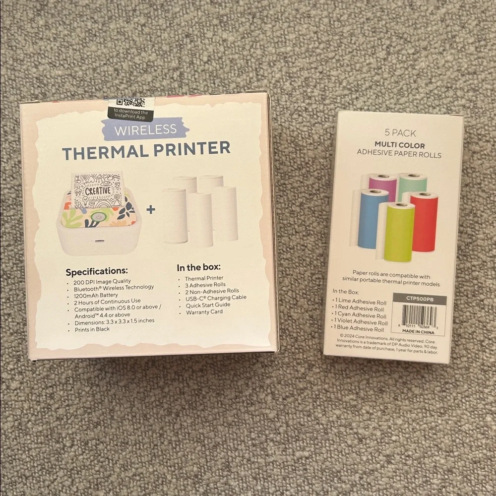 Wireless Thermal Printer w 5 pk. Multi Color Paper
